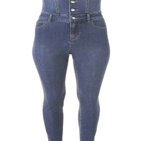 Venus Plus denim size skinny leg overalls CUTE!! size 20 NEW!! - Picture 6 of 7